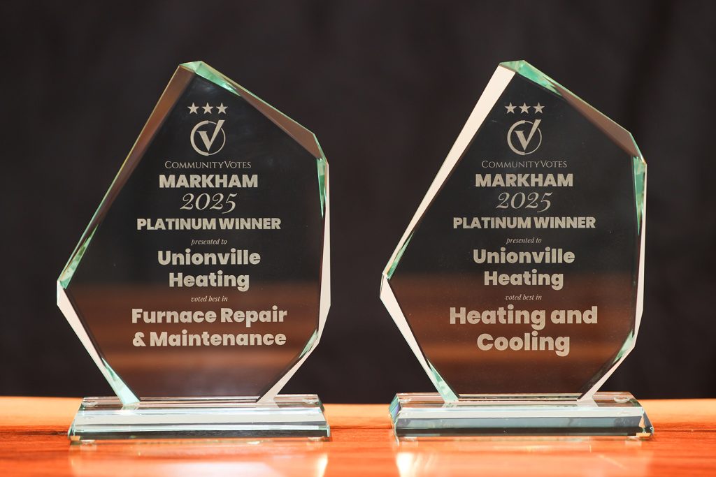 Unionville Heating 2025 Community Votes Platinum Winner awards for Furnace Repair & Maintenance and Heating and Cooling in Markham