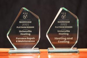 Unionville Heating 2025 Community Votes Platinum Winner awards for Furnace Repair & Maintenance and Heating and Cooling in Markham